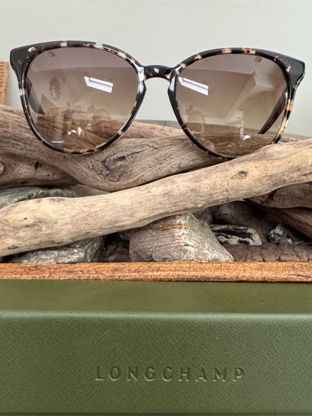 Longchamp Tortoiseshell Cat-Eye Sunglasses with Brown Gradient Lenses